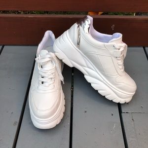 White platform sneakers